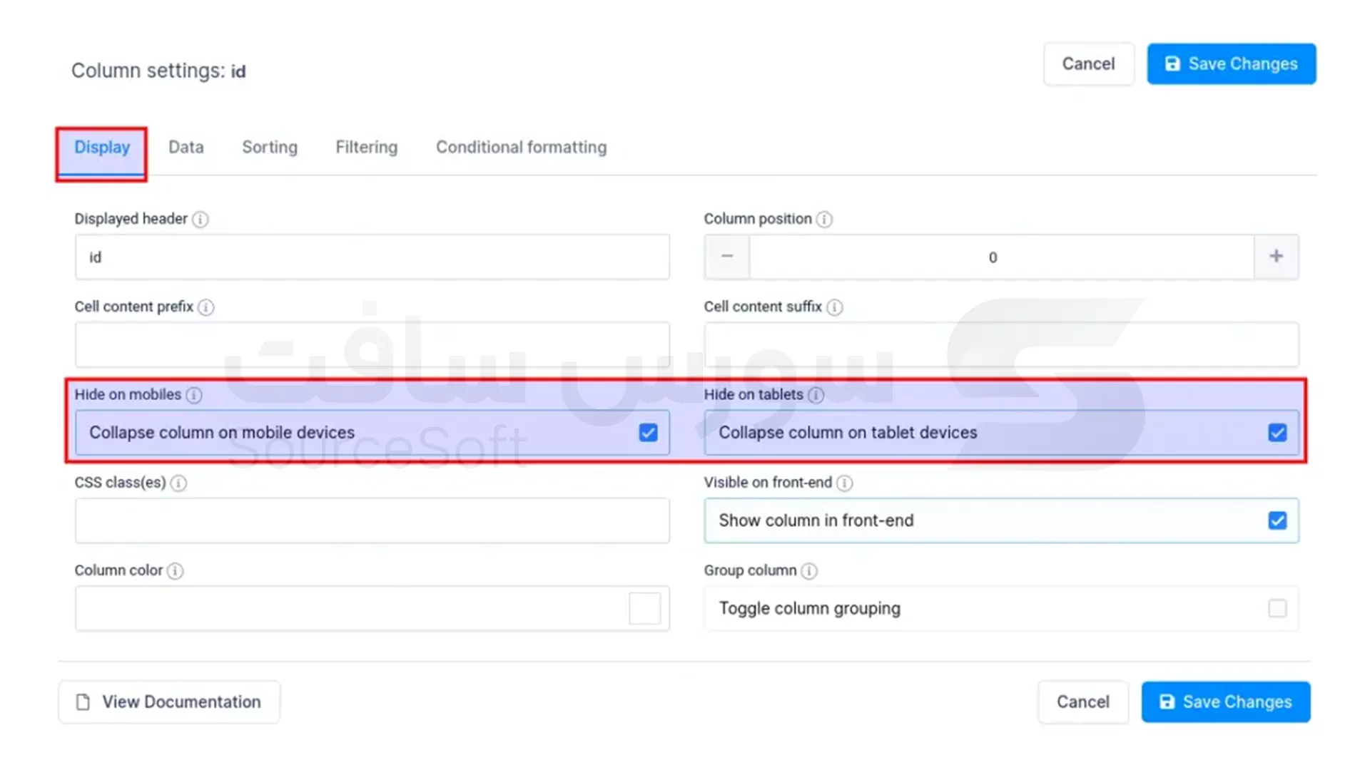 تنظیم نمایش ستون ها در دستگاه های مختلف - 1